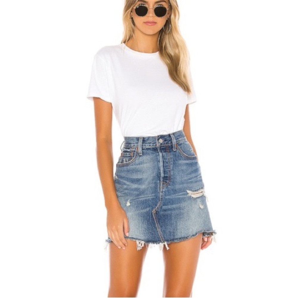 Levi's Blue Asymmetrical A-line Mini Skirt